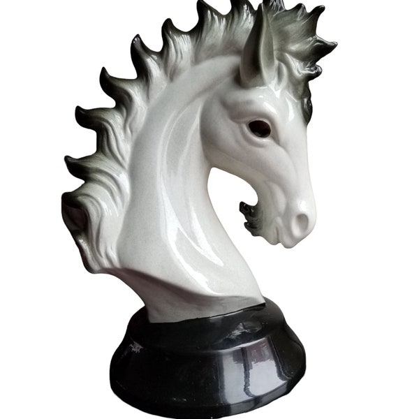 Bombay White Glazed Ceramic Decorative Horse Head Sculpture