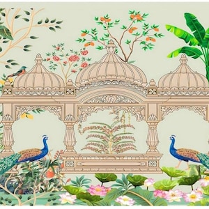 Green Peacock Backdrop-Pooja Backdrop-Indian Backdrop Decorations-Pichwai Backdrop-Traditional Backdrop-Indian Wedding Haldi Mehndi Decor
