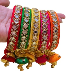 Wholesale Kundan Bangles with Latkan– Adjustable Indian Wedding Bracelets-Gifts for Her-Bulk Favor