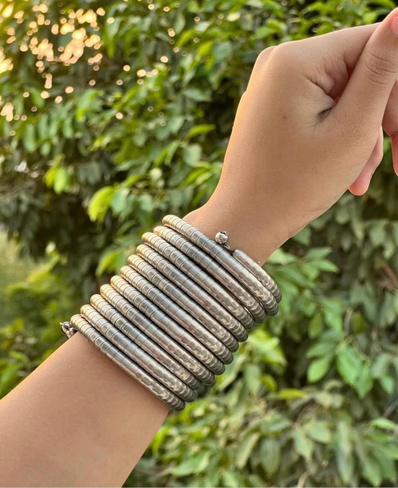 Indian Gold/silver Spiral Bangles: Boho Stacking Cuff Bracelet 