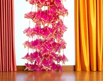 Magenta & Gold Gota Patti Garland: Indian Wedding Diwali Decor Haldi Decor Backdrop Housewarming Decorations