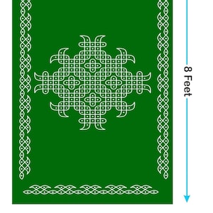 Fondo rosa de vaca Pichwai: 8 x 8 pies, decoración de satén para Pooja, decoración tradicional india para Diwali, inauguración de casa, Navaratri y Gollu. 2 pcs green kolam