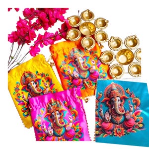 Urli Bowl with Ganesha Potli Set: Indian Wedding Return Gifts