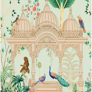 Peacock Backdrop Curtain|Green Backdrop|Pichwai cow Backdrop|Indian Traditional Backdrop|Jharokha Wall Deco|Backdrop for Puja wedding