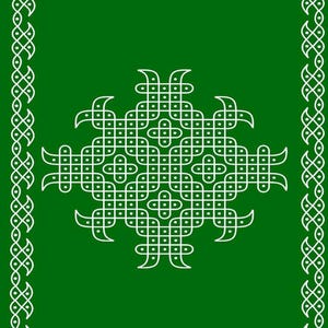 Rangoli Kolam Backdrop Green/Red Muggu Backdrop|Traditional Indian Backdrop|Puja Backdrop|Pichwai Cow Backdrop|Pooja Cloth|Rangoli Floor Mat