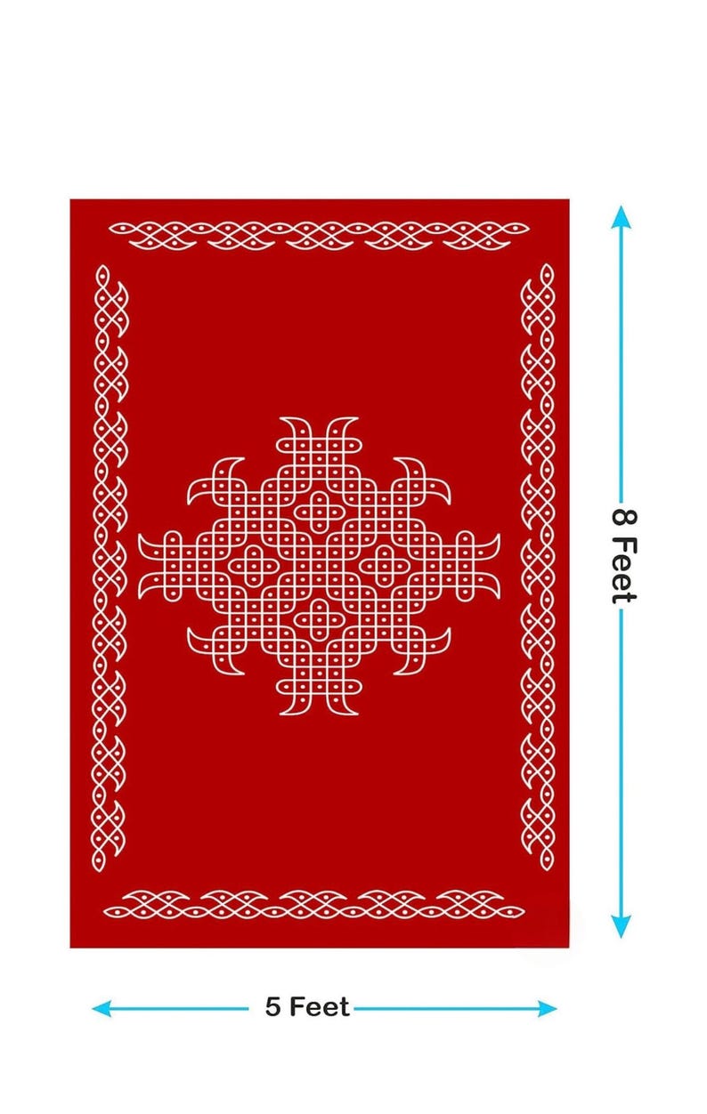 Achtergrond met Pichwai-koe en bananenboom: Indiase feestdecoratie, 244 x 244 cm (8 x 8 ft) satijn, decoratie voor pooja (religieuze ceremonie). afbeelding 11