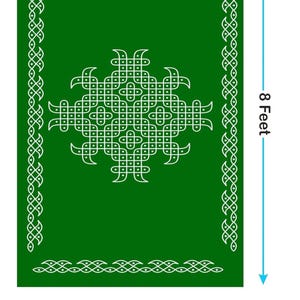 Achtergrond met Pichwai-koe en bananenboom: Indiase feestdecoratie, 244 x 244 cm (8 x 8 ft) satijn, decoratie voor pooja (religieuze ceremonie). afbeelding 12