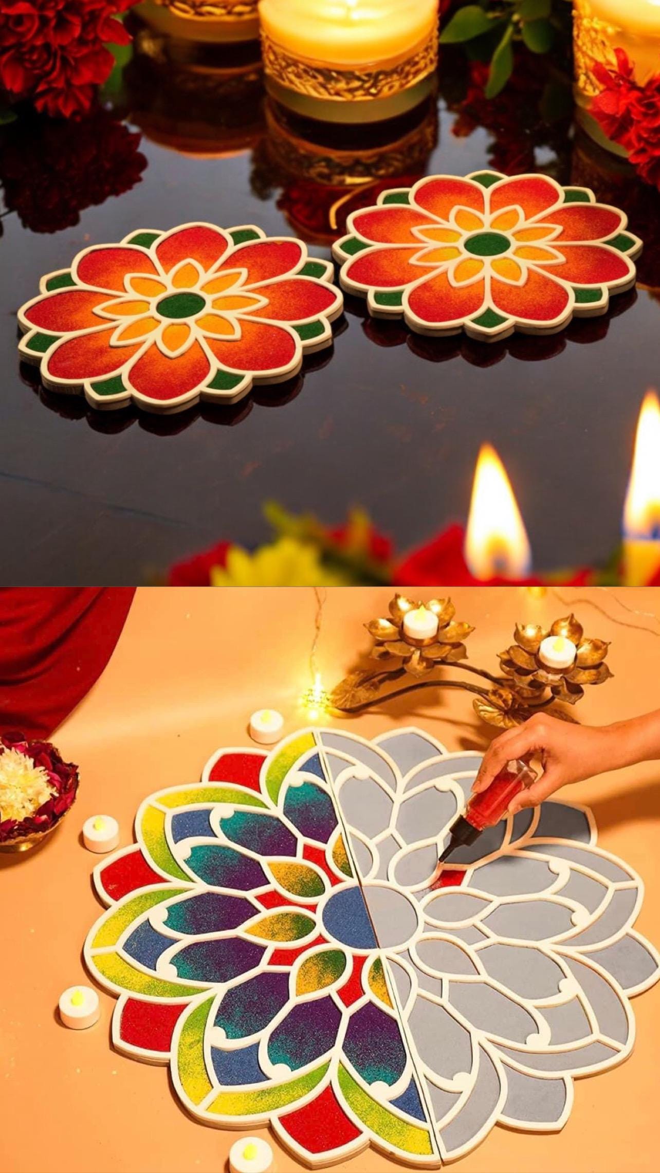 Floating Rangoli Set | Diwali Decor, Indian Housewarming Gift,rangoli ...