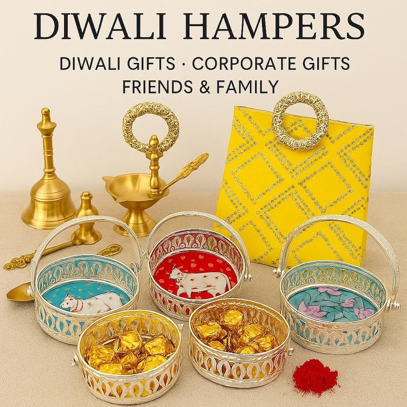 Decorative Pichwai Trays 6" | Indian Festival decor | Return Gifts | Pichwai Trays | Housewarming | Half Saree gifting trays | Diwali Gifts, Indian Cow Pichwai Decorative Tray, Gold Metal Pooja Thali, Housewarming Gift, Temple Decor, Return Gifts for Diwali & Weddings, Sangeet Favors|Indian Earrings|Mehendi Favors|Unique Indian favors|Bridesmaid Gifts|Indian Bridesmaid|Indian Bachelorette|Mehndi favors, Handmade peacock Kolam Diya stand/Pooja Decoration Item - House warming Gift, Pooja Decor