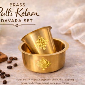 Pulli Kolam Brass Davara Sets– Traditional South Indian Filter Coffee Cup Tumbler Set-Return Gift