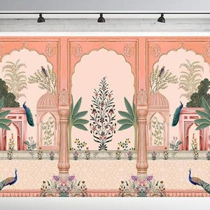 Traditional Indian Puja Backdrop Decor Seemantham-Diwali Decoration-Housewarming Decor-Pichwai Peacock Haldi/Mehndi/Wedding Festive Backdrop