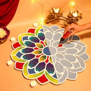 Island Rangoli Mat|Rangoli Stencils|Acrylic Floor Mats|Floating Rangoli|Diwali Decor|Rangoli Set|Indian House warming Gift|Puja Decor|Gifts