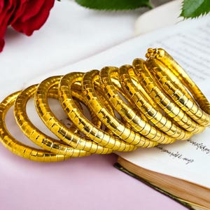 Indian Gold/Silver Spiral Bangles: Boho Stacking Cuff Bracelet, Gifts for Her, Adjustable Bracelets