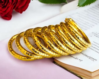 Indisches Gold / Silber Spiralarmreifen: Boho-Armband, Geschenke für sie, verstellbare Armbänder