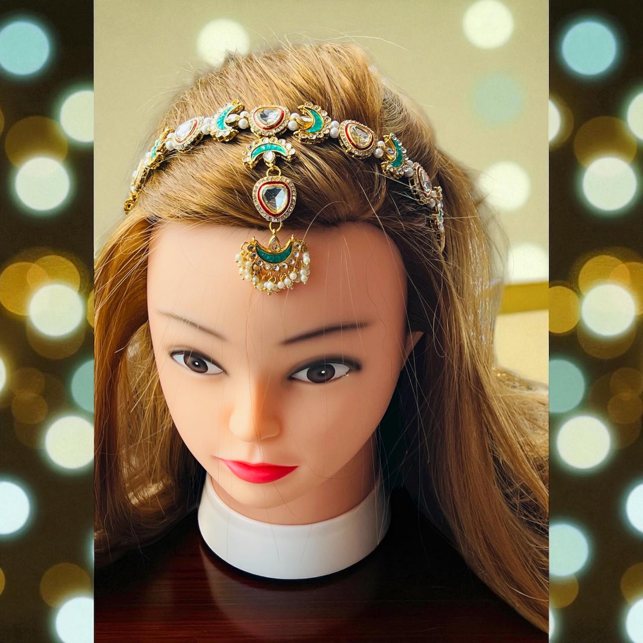 Kundan Matha Patti Headband Set: Sabyasachi Inspired Indian  display picture 2