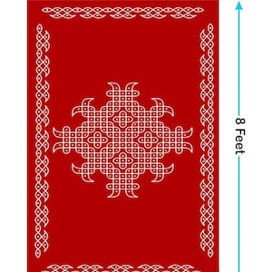Fondo rosa de vaca Pichwai: 8 x 8 pies, decoración de satén para Pooja, decoración tradicional india para Diwali, inauguración de casa, Navaratri y Gollu. 2 pcs red kolam