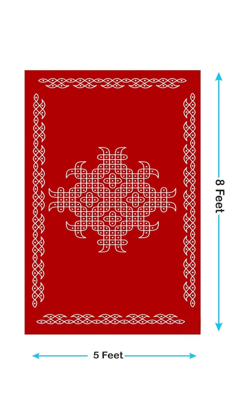 Fondo rosa de vaca Pichwai: 8 x 8 pies, decoración de satén para Pooja, decoración tradicional india para Diwali, inauguración de casa, Navaratri y Gollu. 2 pcs red kolam