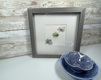 Handmade Ceramic Bowl set with seaglass picture, Hope