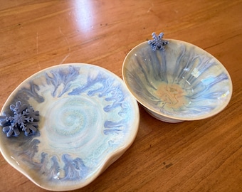 handmade ceramic snowflake spoon rest/holder