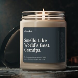 Smells Like World&#39;s Best Grandpa Eco-Friendly Candle Gift for Grandfather Home Decor for Grandparents Grandpa Candle Appreciation Thank You