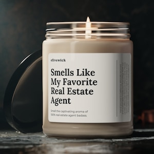 Smells Like My Favorite Real Estate Agent Soy Vegan 9oz Candle Gift Eco-friendly Thank You Appreciation Grad Gift House Showing Agent Estate