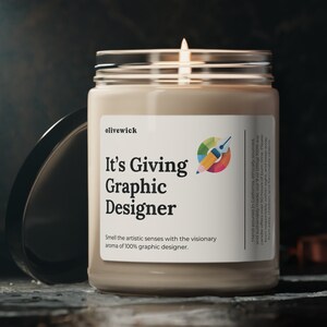 It&#39;s Giving Graphic Designer Soy Vegan Candle Gift Eco-friendly Gift for Graphic Designer Occupation Post Graduation New Job Gift