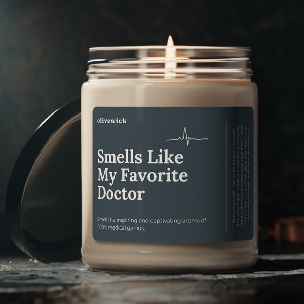 Smells Like My Favorite Doctor Soy Vegan Candle Gift Eco-friendly Grad Graduation MCAT White Coat Congratulations Gift Appreciation Thanks