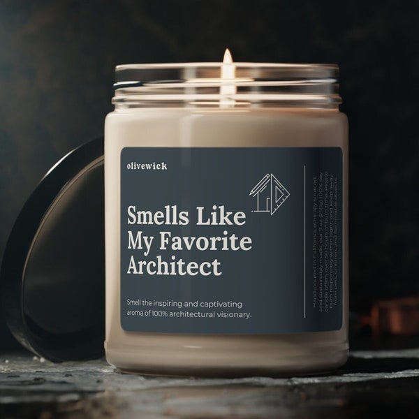 Smells Like My Favorite Architect Soy Vegan Candle Gift Eco-friendly Blueprint Architecture Gift for Architect Candle Grad Graduation Gift