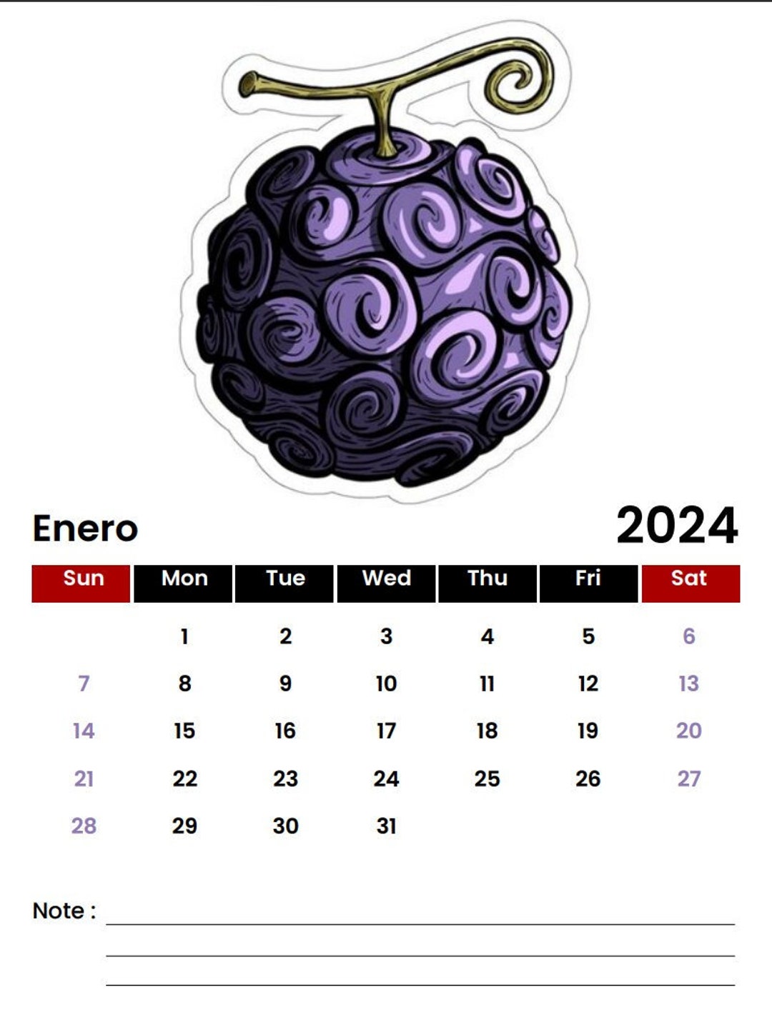 One Piece Calendario 2024 One Piece 2024 Calendar Etsy Australia