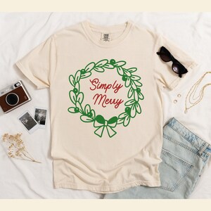 Simply Merry Comfort Colors shirt, Christmas holiday shirt, Cute Women&#39;s Christmas shirt, Merry shirt women, Merry tshirt, Merry tee