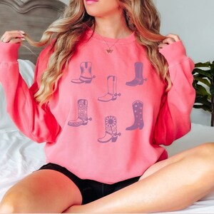 Cowgirl Boots Comfort Colors Sweatshirt, Country Concert Tee, Western Graphic for Women, Cowgirl Shirt, Farm Shirt, Western Boots Shirt