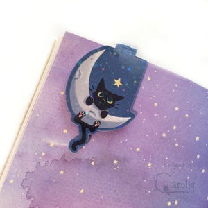 Black Cat Magnetic Bookmark - Holographic Finish Book Accessory