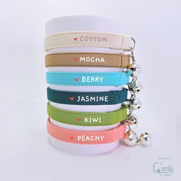 Personalized Breakaway Cat Collar - Cotton Pet Neckwear - Kitten gift