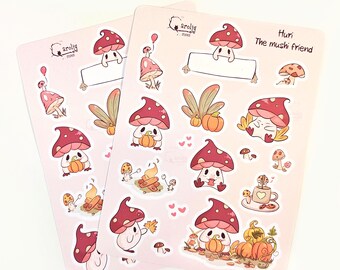 Mushroom Sticker Sheet - Matte finish Fall Planner, Scrapbooking Supply