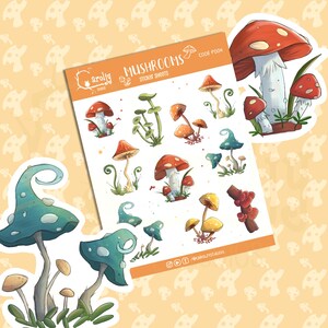 Mushrooms Decorative Sticker Sheet - Journaling Stickers - Scrapbooking