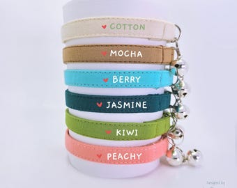 Personalized Breakaway Cat Collar - Cotton Pet Neckwear - Kitten gift