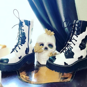 Hand Painted Cow Print Boots