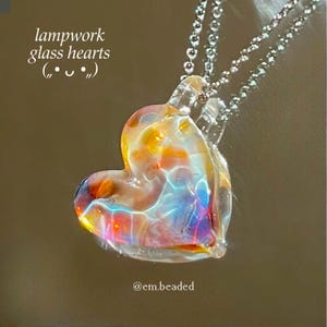 Blue Gray Glass Love Heart Adjustable Necklace Pendant, Handmade Lampwork Glass Heart Charm for DIY Jewelry Making, Gift for Her