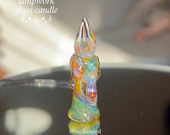 Glazen kaarshanger ornament verstelbare ketting met handgemaakte lampwerk groen en oranje kaarsglas bedelsieraden, cadeau voor haar