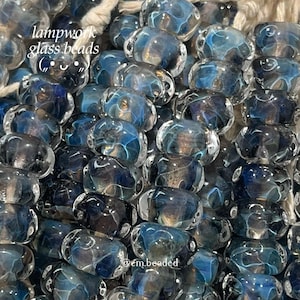 5/10pcs ⊹ 9/11mm Midnight Blue Lampwork Glass Beads Set, Handmade Unique Glass Beads for Jewelry Making, Bracelet Necklace Charms