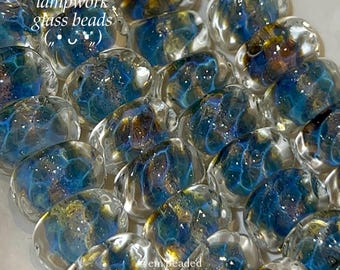 4pcs ⊹ 12mm Midnight Dichroic Lampwork Glass Beads Set, Handmade Unique Glass Beads for Jewelry Making, Bracelet Necklace Charms