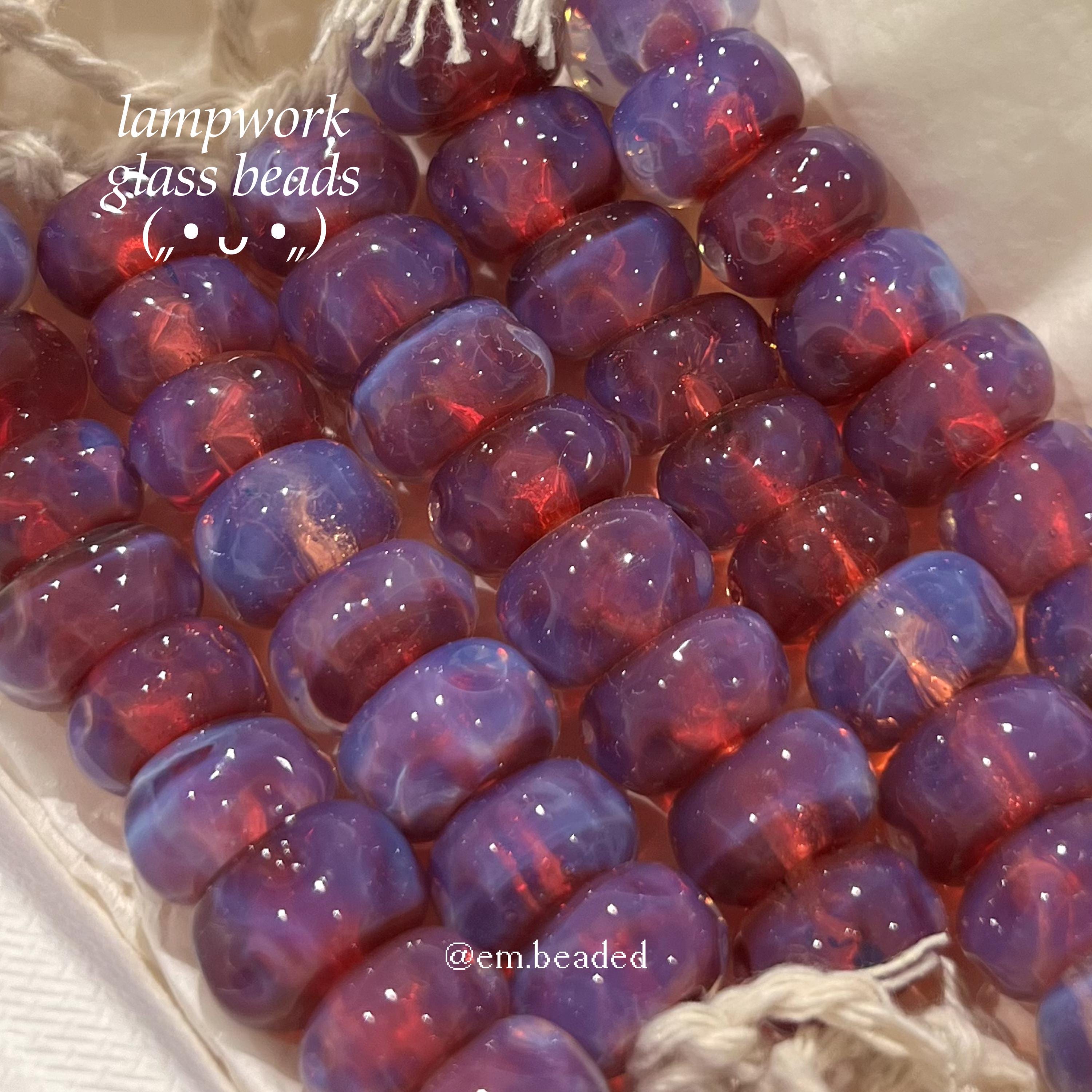 5pcs ⊹ 12mm Sugar Plum Lampwork Glass Beads Set, Handmade Unique Glass Beads for Jewelry Making, Bracelet Necklace Charms