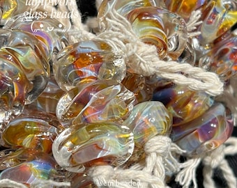 3pcs ⊹ 15mm Iced Coffee Swirl Glass Beads Set, Handmade Unique Lampwork Glass Beads with Gradient Trail Swirl for DIY Jewellery Making