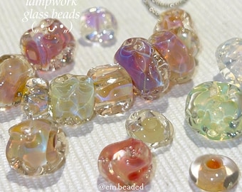 30/40pcs ⊹ Lampwork Glass Beads Handmade Unique Magical Vibrant Gradient Swirl
