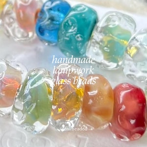 5/10pcs ⊹ 12mm+ Lampwork Glass Beads Set, Handmade Unique Beads for Jewellery Making, Vibrant Colours, Gradient Swirl