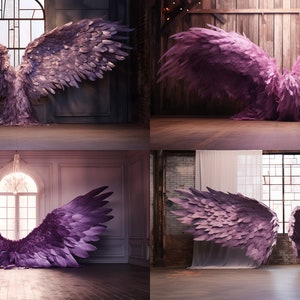 Realistic purple Angel Wings