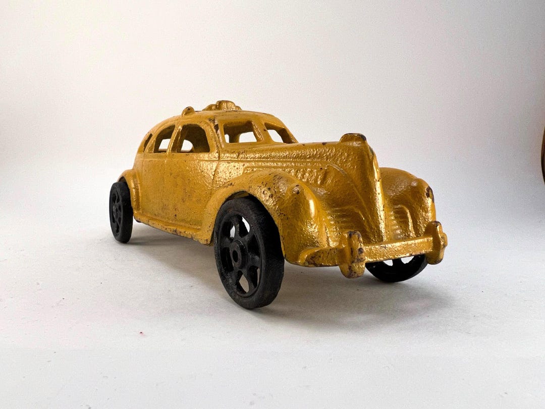 Taxi Jaune Miniature En Fonte - Arcade & Hubley - Yellow Cab 1939