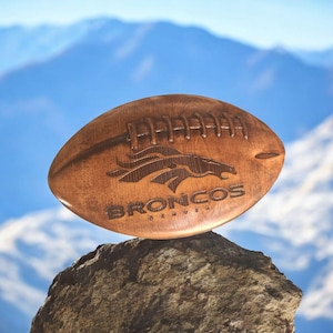Denver Broncos Hand Crafted Football Plaque