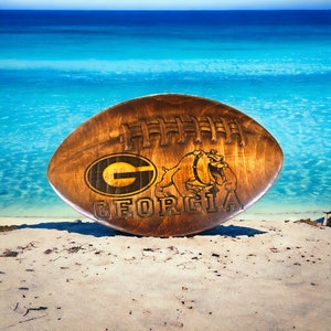 Georgia Bulldogs Hand Carved Football Plaque