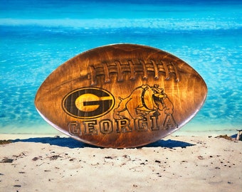Georgia Bulldogs Hand Carved Football Plaque